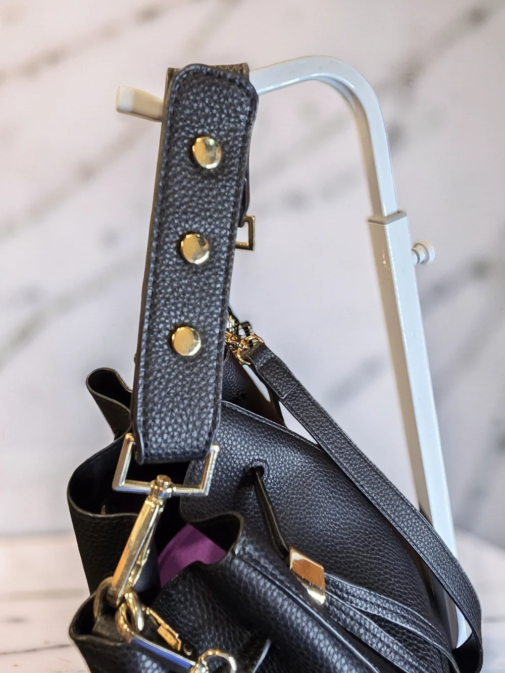 Zara Black Pebbled Drawstring Bucket Bag Crossbody